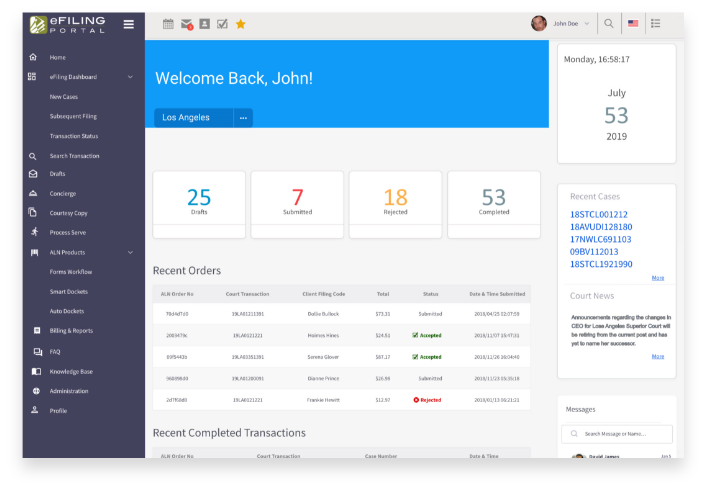 User dashboard